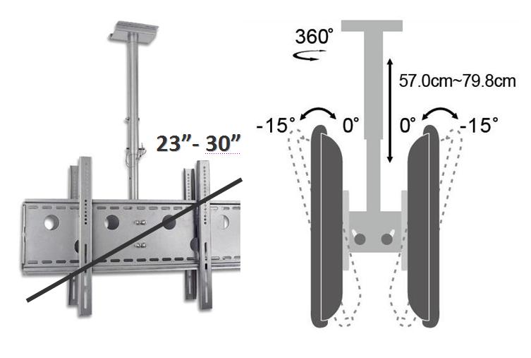 Supporto a soffitto per display LCD 23-32" DOPPIO MONITOR - Clicca l'immagine per chiudere